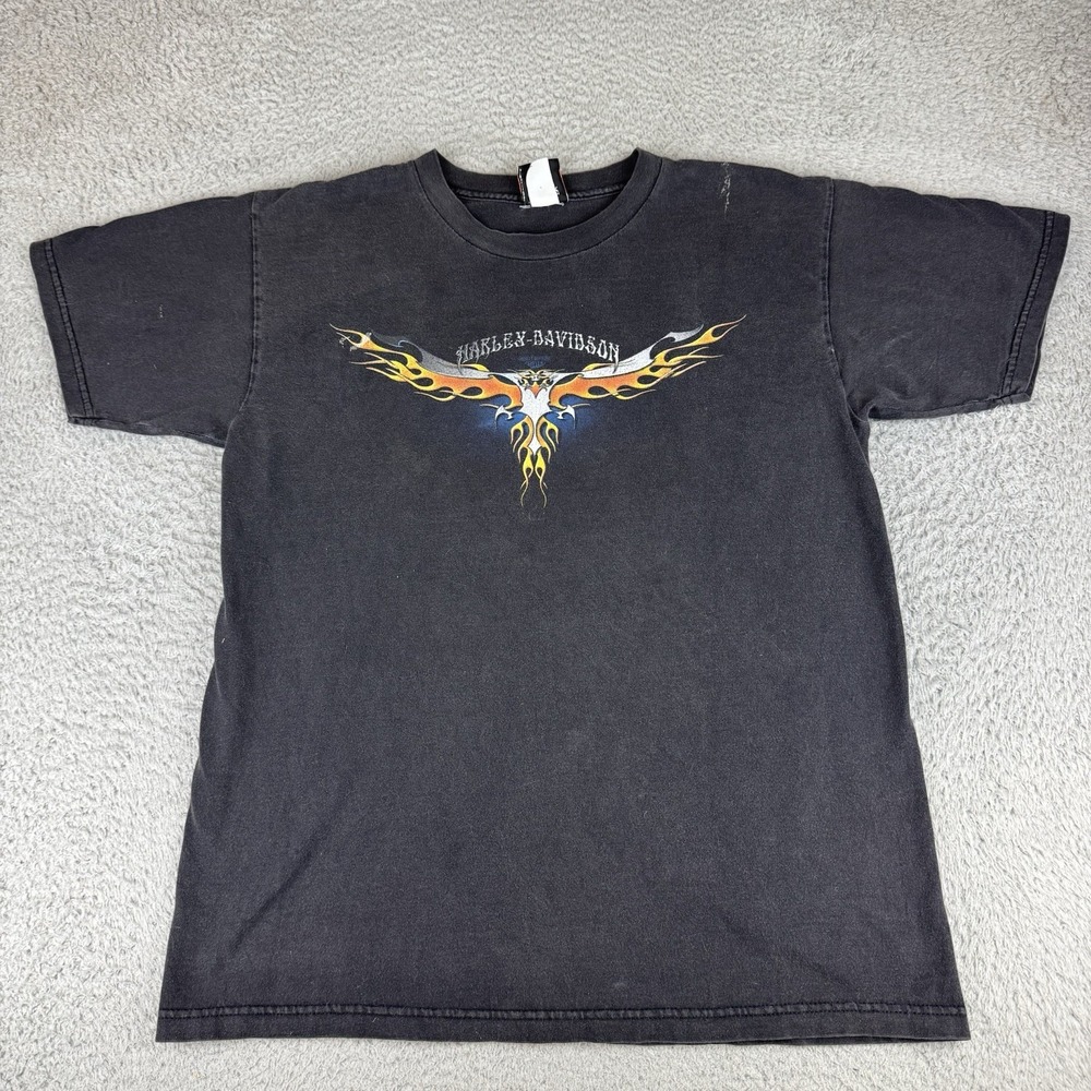 Vintage Harley Davidson Shirt Y2k Flame Eagle Men's Large Las Vegas Harley